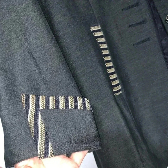 Women's Dig Wah Korean Style Casual Striped sleeves wool Blazer button up XL - Picture 8 of 11